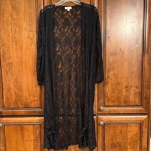 LuLaRoe Sarah Black Lace Long Cardigan